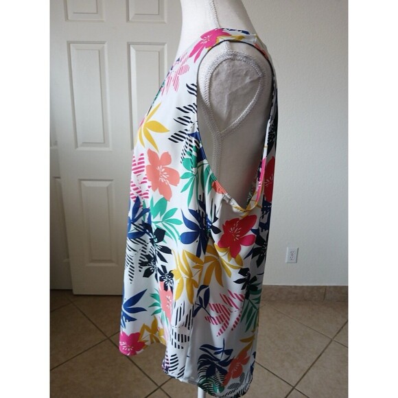 Van Heusen Women's Blouse Top Sleeveless Multicolor Floral Tropical Print XL/TG - Picture 4 of 12